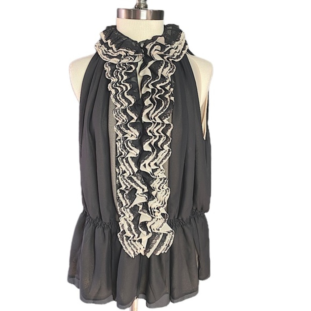 NWT Robert Rodriguez for Target Women’s Ruffled Blouse. L Neiman Marcus Black